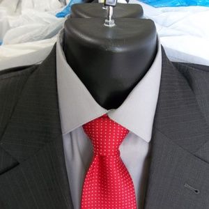 8)Jos A Bank Signature Gold Multi Stripe Gray Suit